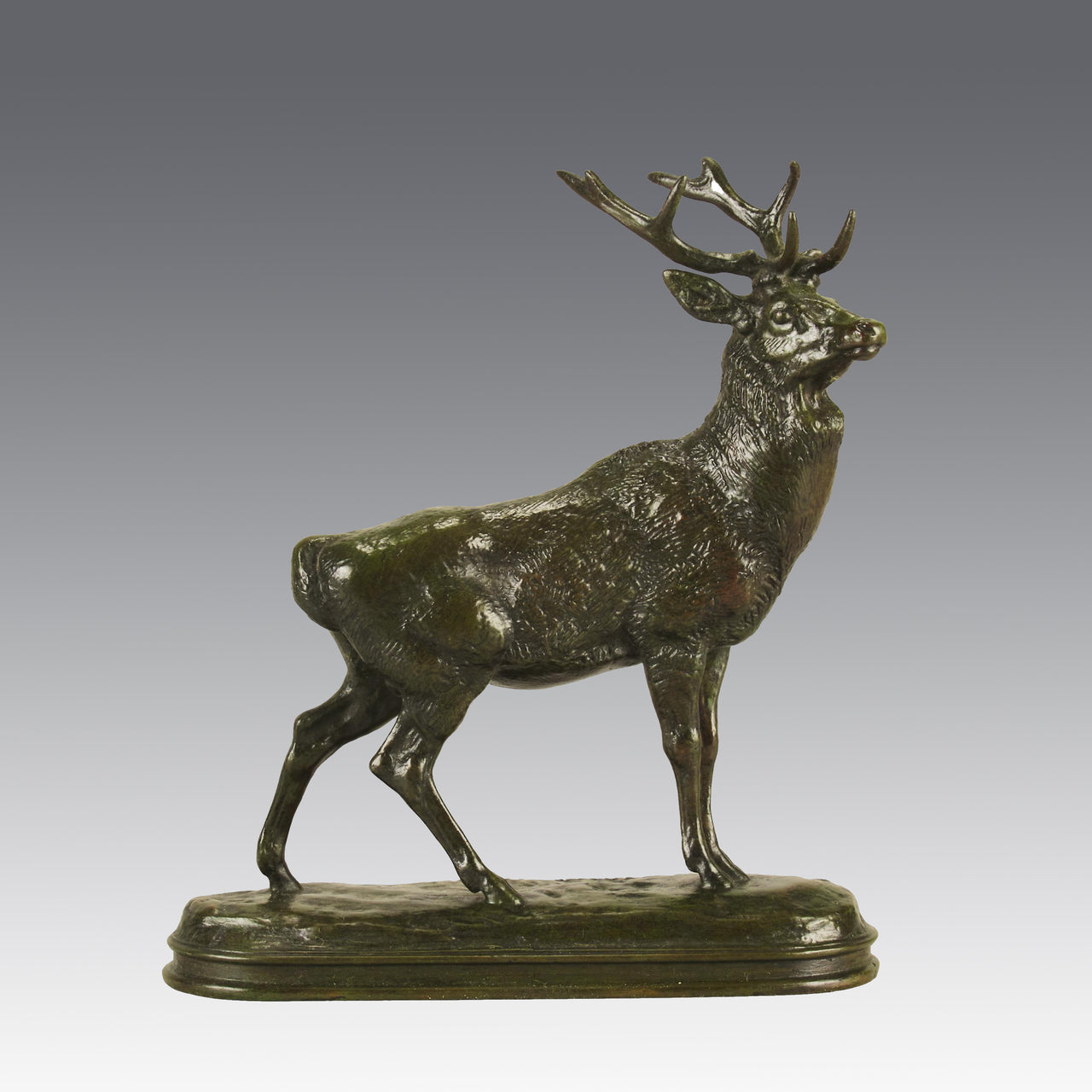 Antique Bronze - Cerf Qui Écoute - antoine louis barye - Bronze statues for sale - Bronze sculptures for sale - Antique bronze statues - Hickmet Fine Arts
