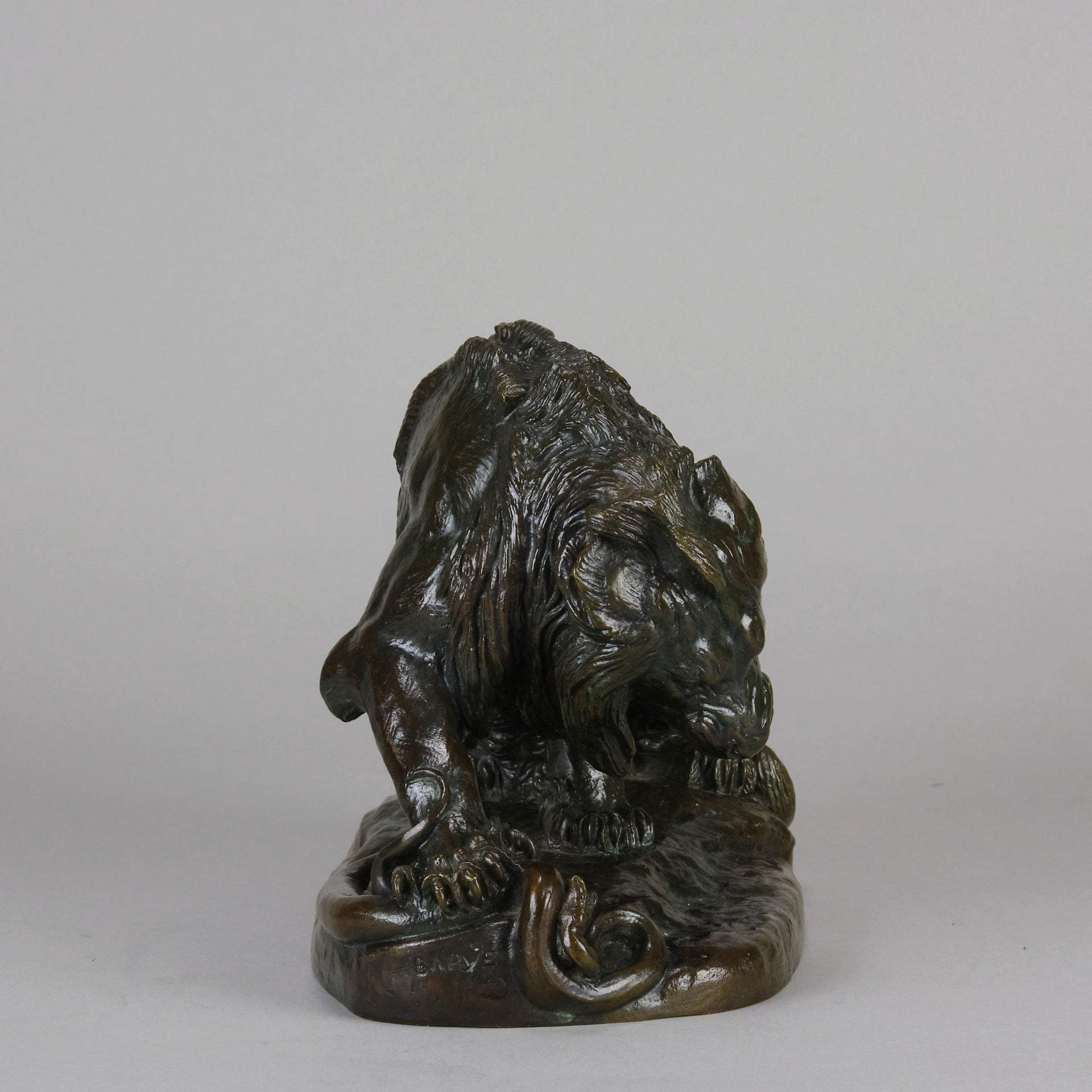 Bronze Lion and Serpent by Barye - Animaliers - Antique Bronze - Antique animal sculptures for sale - Hickmet Fine Arts