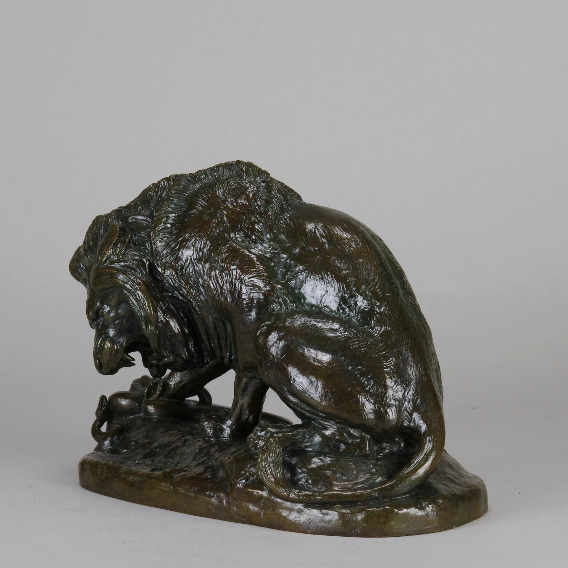Bronze Lion and Serpent by Barye - Animaliers - Antique Bronze - Antique animal sculptures for sale - Hickmet Fine Arts
