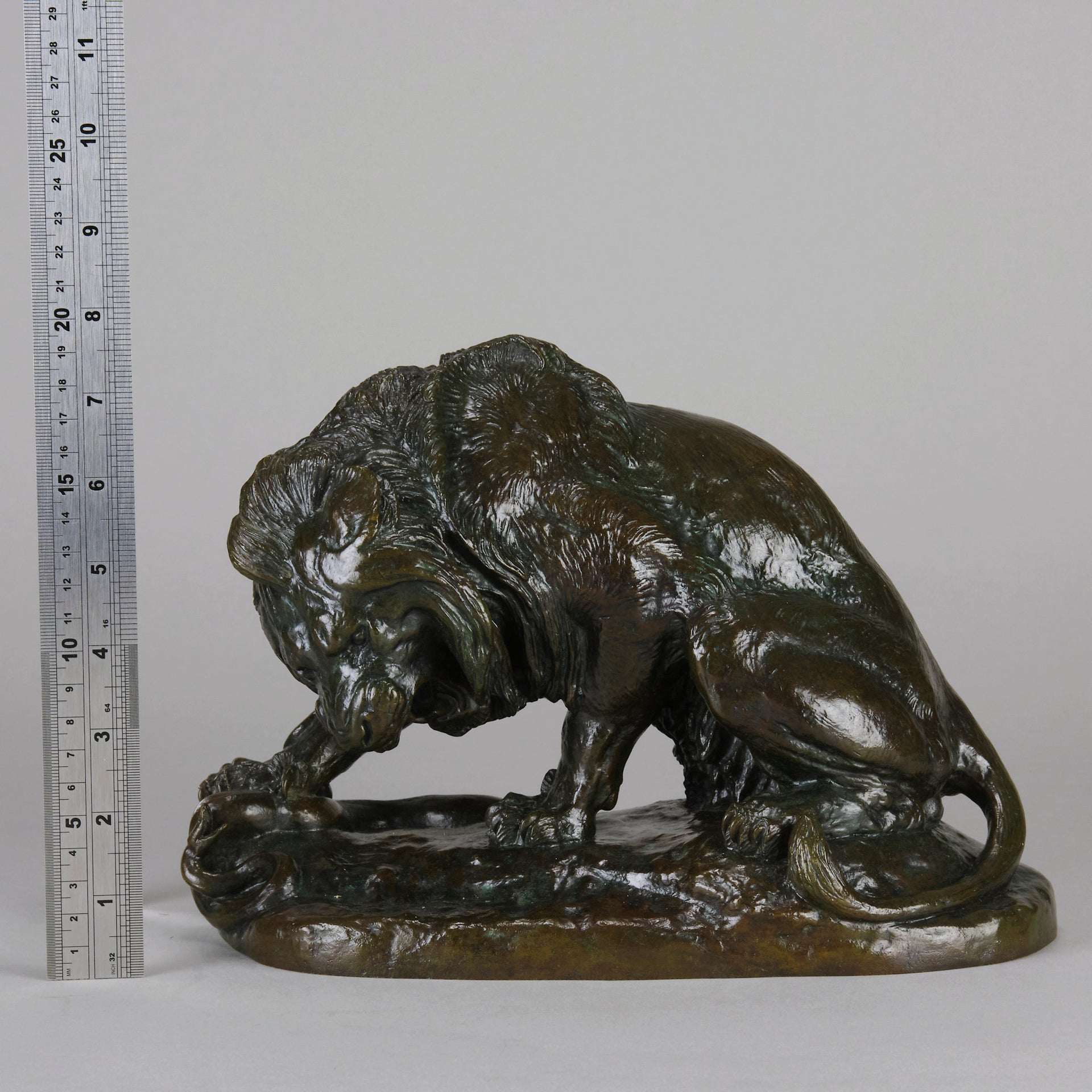 Bronze Lion and Serpent by Barye - Animaliers - Antique Bronze - Antique animal sculptures for sale - Hickmet Fine Arts
