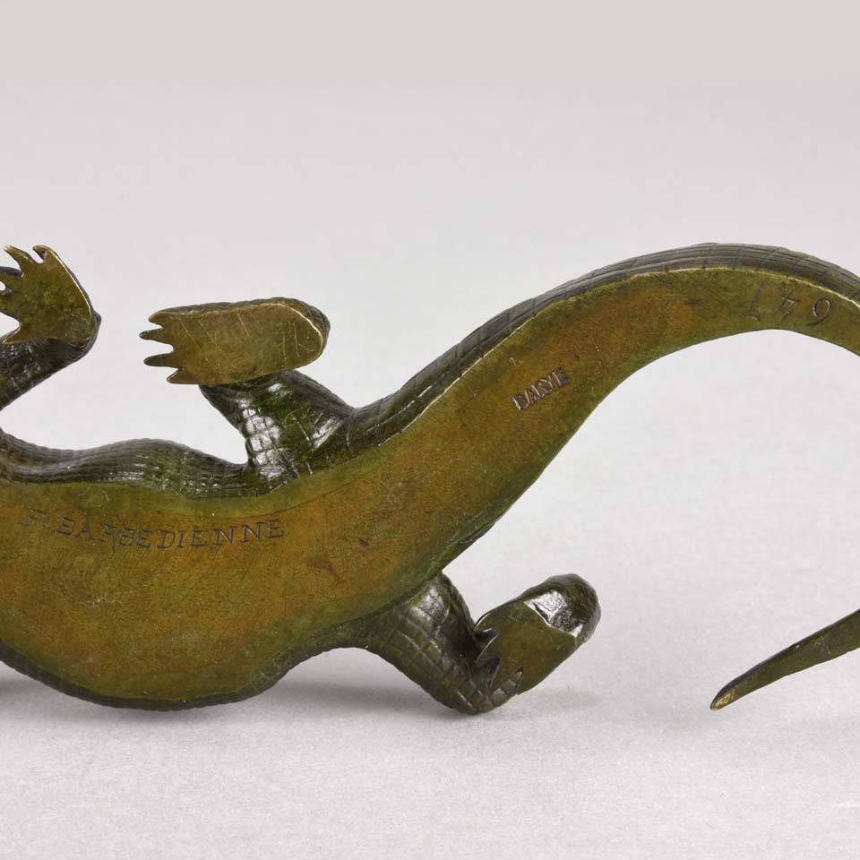 Barye Crocodile - Antoine L Barye Animalier Bronze - Hickmet Fine Arts