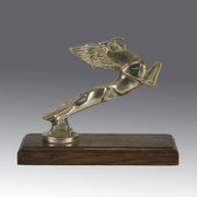 Leaping Horse Car Mascot by François Bazin a striking mid 20th Century Art Deco silver plated bronze car mascot in the form of a leaping horse, with fine detail. Raised on a wooden rectangular base