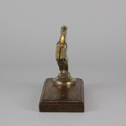 Leaping Horse Car Bonnet Mascot by François Bazin  silver plated in the form of a leaping horse, with fine detail. Raised on a wooden rectangular base