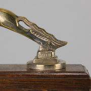 Leaping Horse Car Bonnet Mascot by François Bazin  silver plated in the form of a leaping horse, with fine detail. Raised on a wooden rectangular base