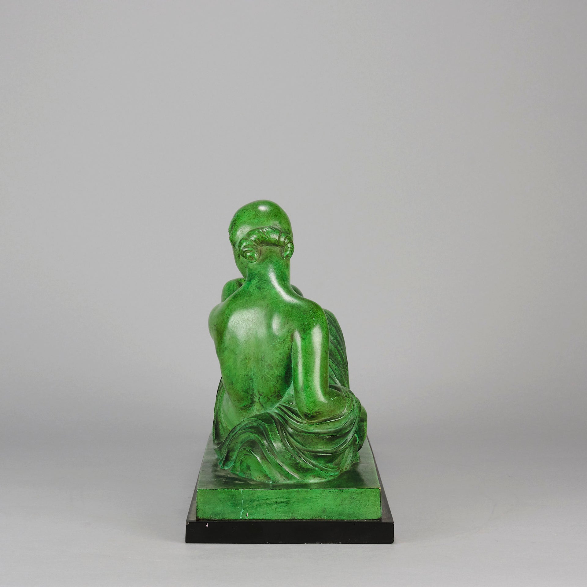 Femme Allongée early 20th Century French Art Deco bronze figure of a resting beauty reclining on a day bed with a shawl delicately draped over her by Gaston Béguin - Hickmet Fine Arts 