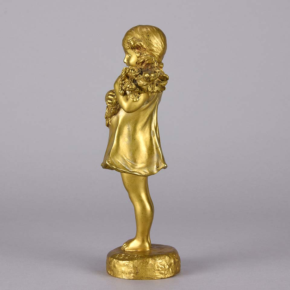 Suzanne Bizard Bronze - Flower Girl Bronze Girl - Hickmet Fine Arts