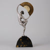 Marcel Bourain - Fan Dancer - Art deco figurines - Art Deco Sculpture - Art Deco Bronze Figurines - Art Deco Bronze Lady - Hickmet Fine Arts