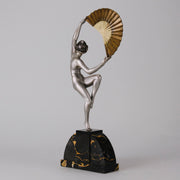 Marcel Bourain - Fan Dancer - Art deco figurines - Art Deco Sculpture - Art Deco Bronze Figurines - Art Deco Bronze Lady - Hickmet Fine Arts