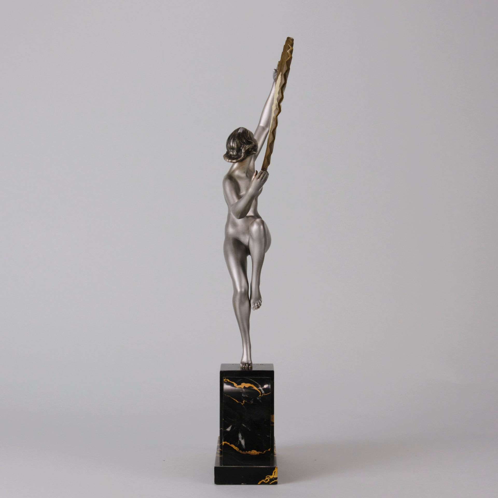 Marcel Bourain - Fan Dancer - Art deco figurines - Art Deco Sculpture - Art Deco Bronze Figurines - Art Deco Bronze Lady - Hickmet Fine Arts