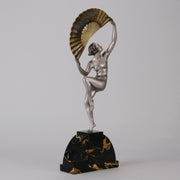 Marcel Bourain - Fan Dancer - Art deco figurines - Art Deco Sculpture - Art Deco Bronze Figurines - Art Deco Bronze Lady - Hickmet Fine Arts