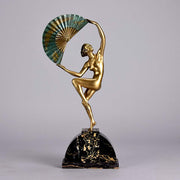 Bouraine Bronze Figure - Dancer with Fan - Hickmet Fine Arts 
