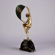 Bouraine Bronze Figure - Dancer with Fan - Hickmet Fine Arts 