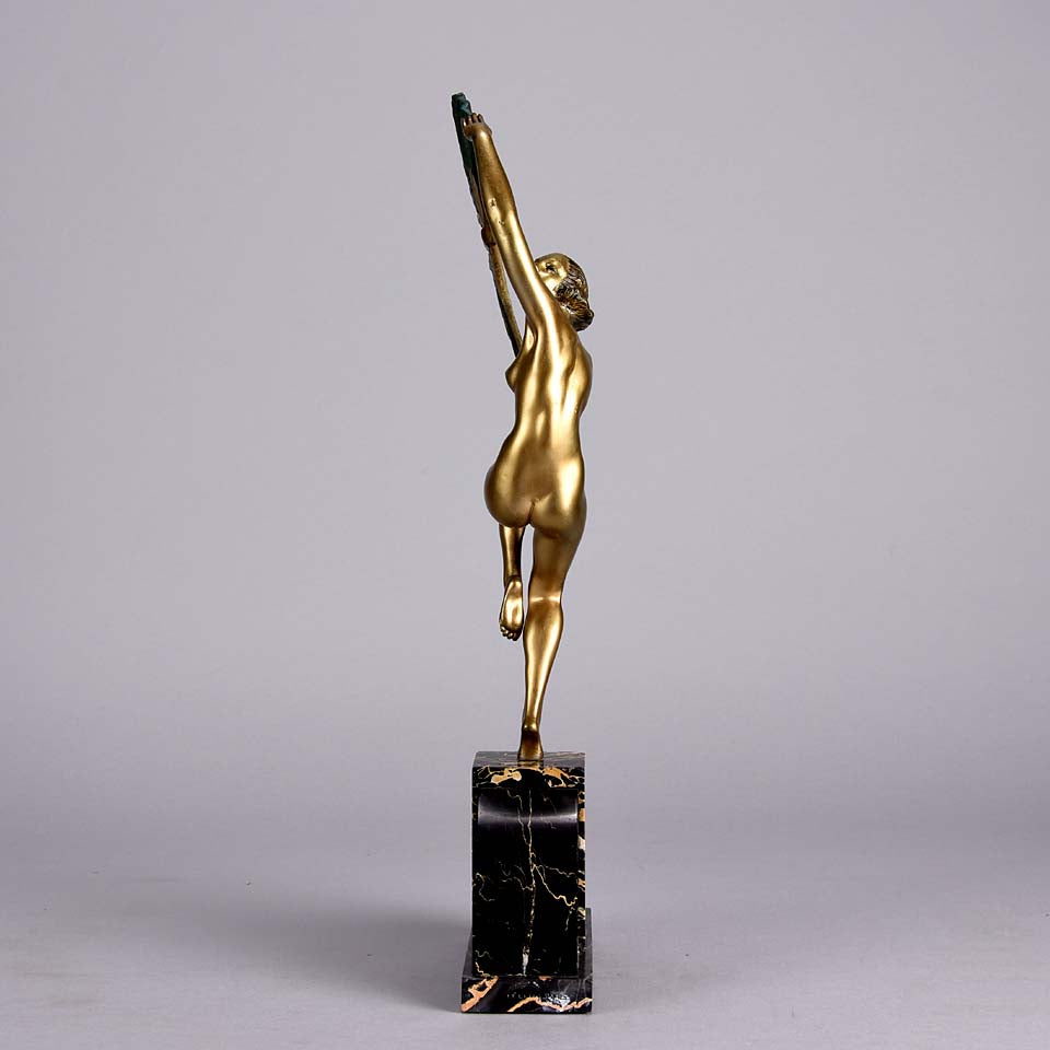 Bouraine Bronze Figure - Dancer with Fan - Hickmet Fine Arts 