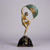 Bouraine Bronze Figure - Dancer with Fan - Hickmet Fine Arts 