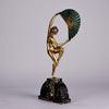 Bouraine Bronze Figure - Dancer with Fan - Hickmet Fine Arts 