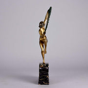Bouraine Bronze Figure - Dancer with Fan - Hickmet Fine Arts 
