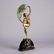 Bouraine Bronze Figure - Dancer with Fan - Hickmet Fine Arts 
