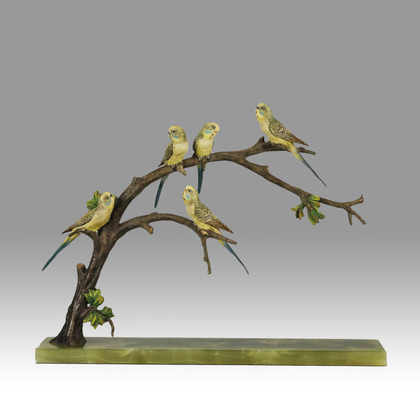 "Budgies On A Branch" by Franz Bergman