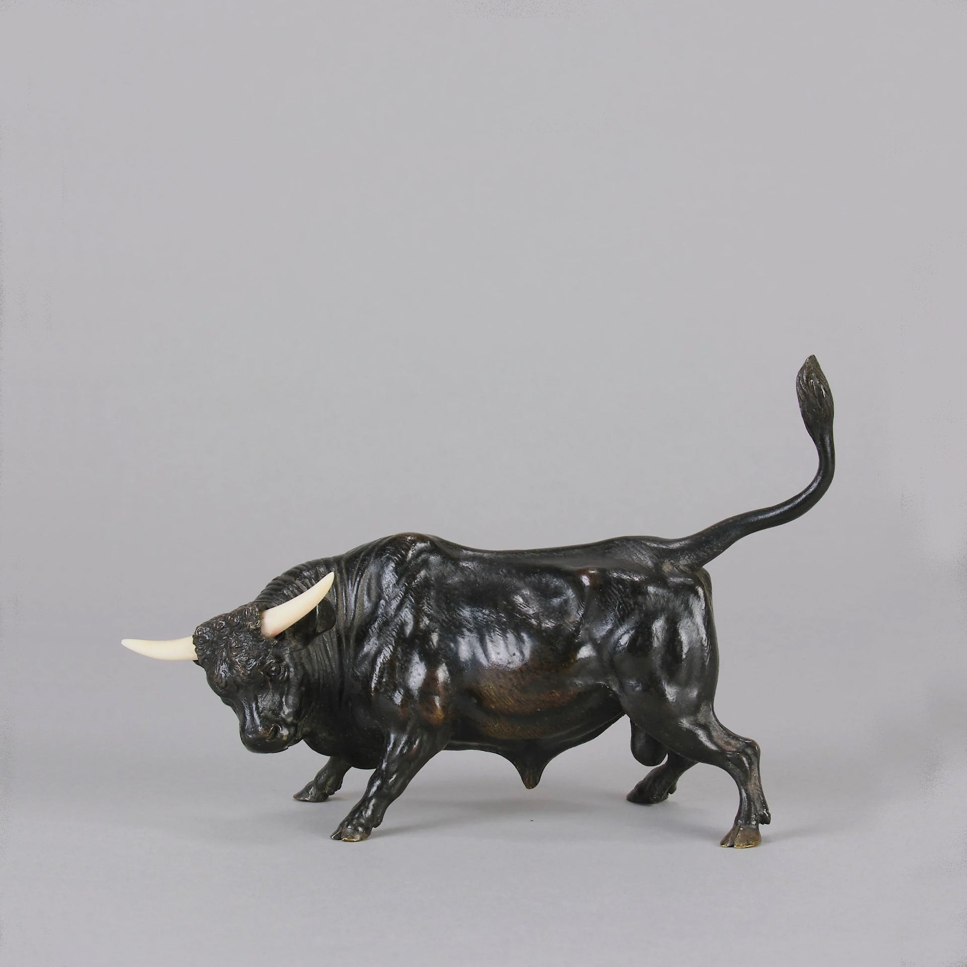 Antique Bronze - Charging Bull - Vienna Bronze - Austrian Bronze - Hickmet Fine Arts