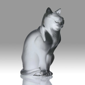 Char Assis Lalique Cat by Marc Lalique A charming frosted glass figure of a cat seated in a demure pose