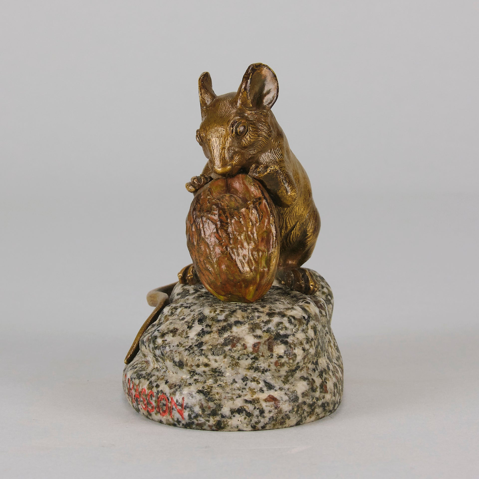 Mouse and Walnut - Clovis Masson - Antique Bronze - Bronze statues for sale - Bronze sculptures for sale - Antique bronze statues - Hickmet Fine Arts