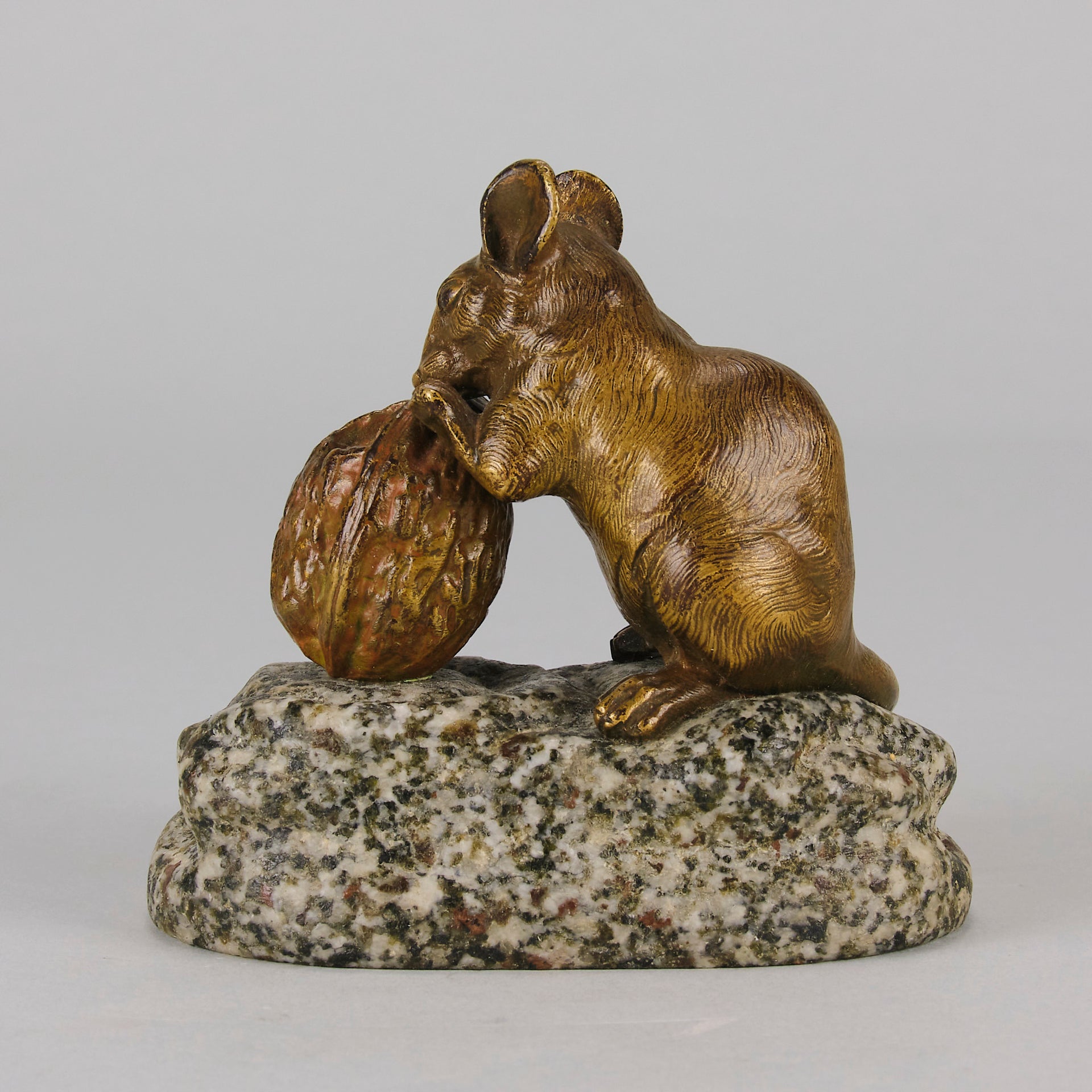 Mouse and Walnut - Clovis Masson - Antique Bronze - Bronze statues for sale - Bronze sculptures for sale - Antique bronze statues - Hickmet Fine Arts