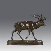 Cerf qui Marche by Antoine Louis Barye - Antique Bronze Stag - Hickmet Fine Arts
