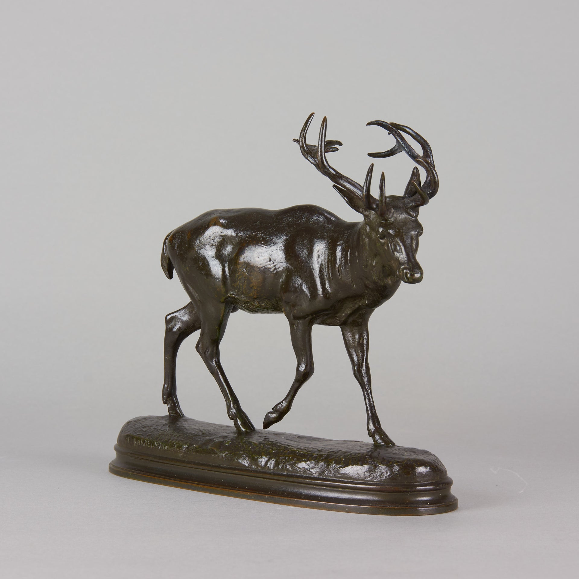 Cerf qui Marche by Antoine Louis Barye - Antique Bronze Stag - Hickmet Fine Arts