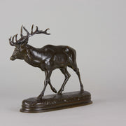 Cerf qui Marche by Antoine Louis Barye - Antique Bronze Stag - Hickmet Fine Arts