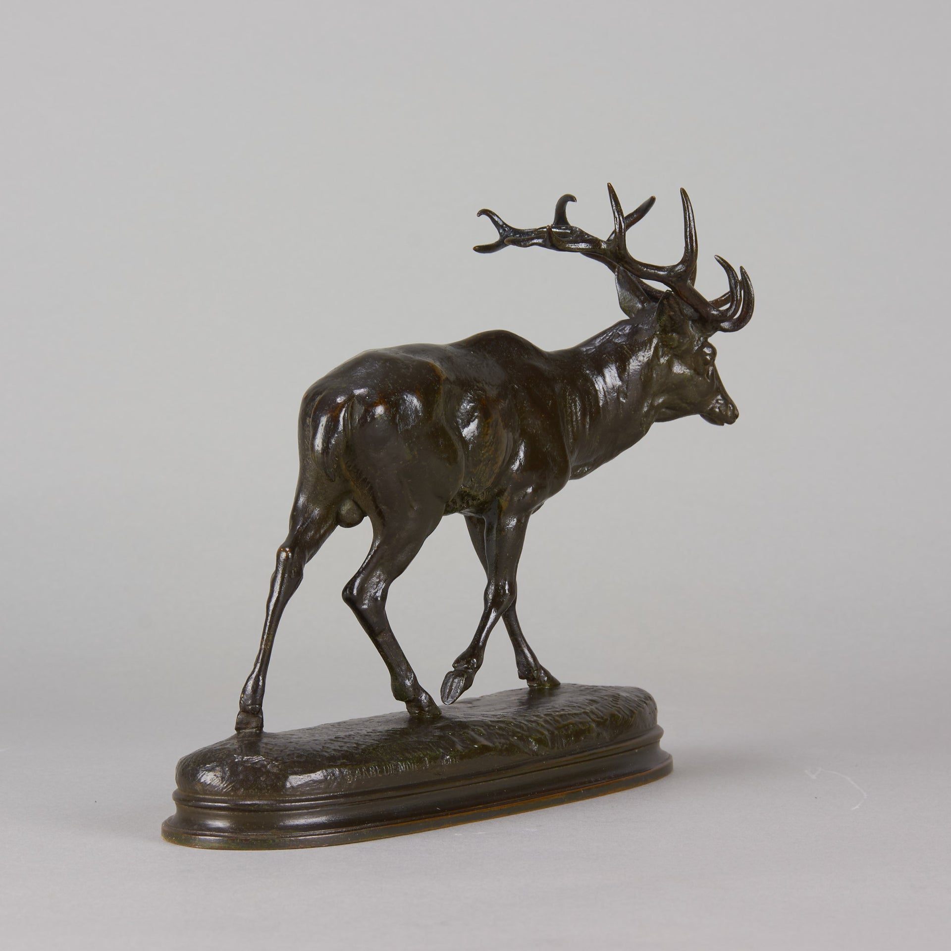 Cerf qui Marche by Antoine Louis Barye - Antique Bronze Stag - Hickmet Fine Arts