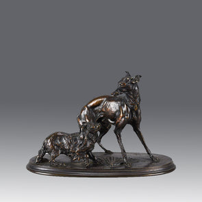 Animalier Mene Bronze - Greyhound and King Charles - Hickmet Fine Arts