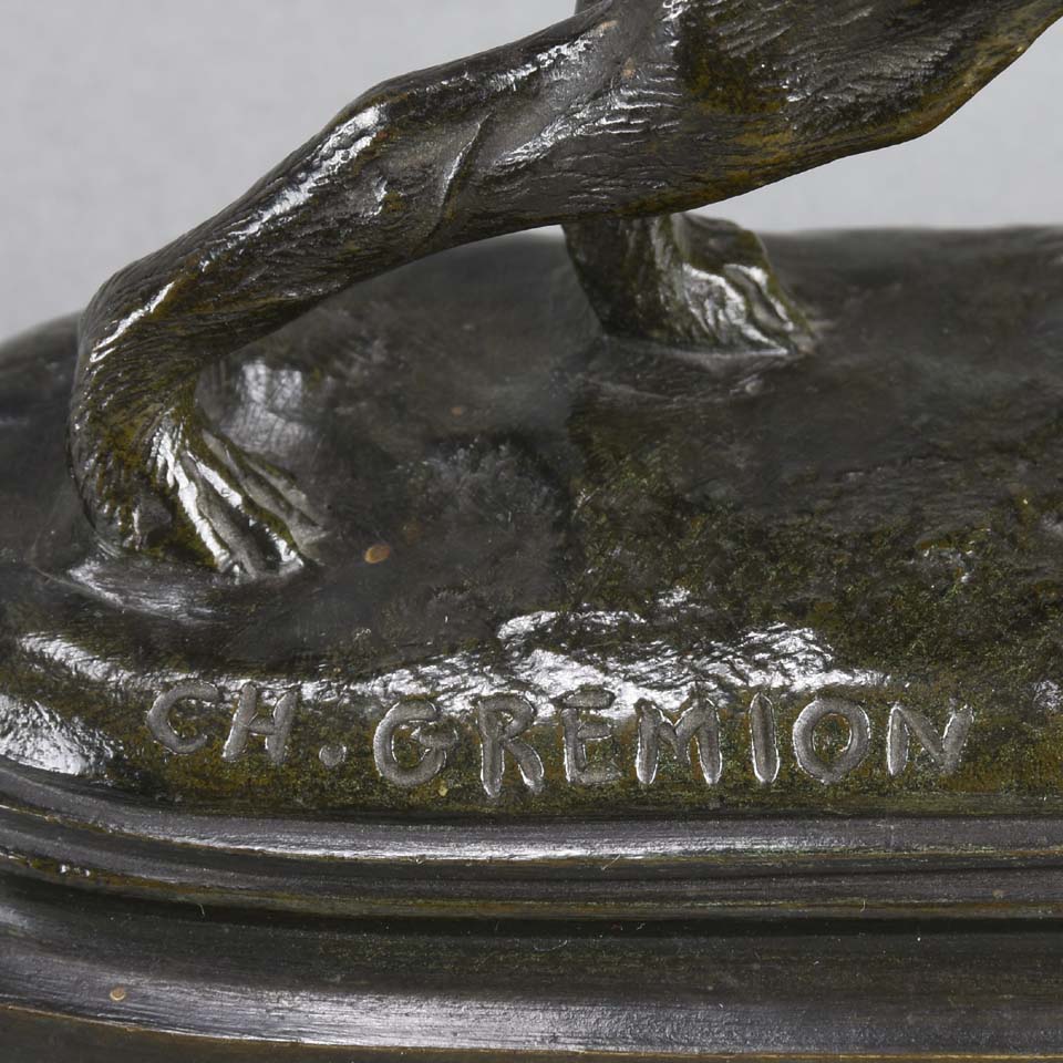 Charles Gremion Bronze - Stretching Hound - Hickmet Fine Arts 