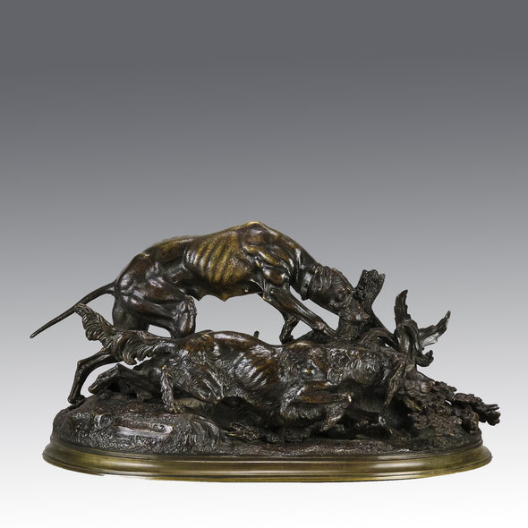 Chasse au Lapin - Jules Moigniez - Antique Bronze - Hickmet Fine Arts