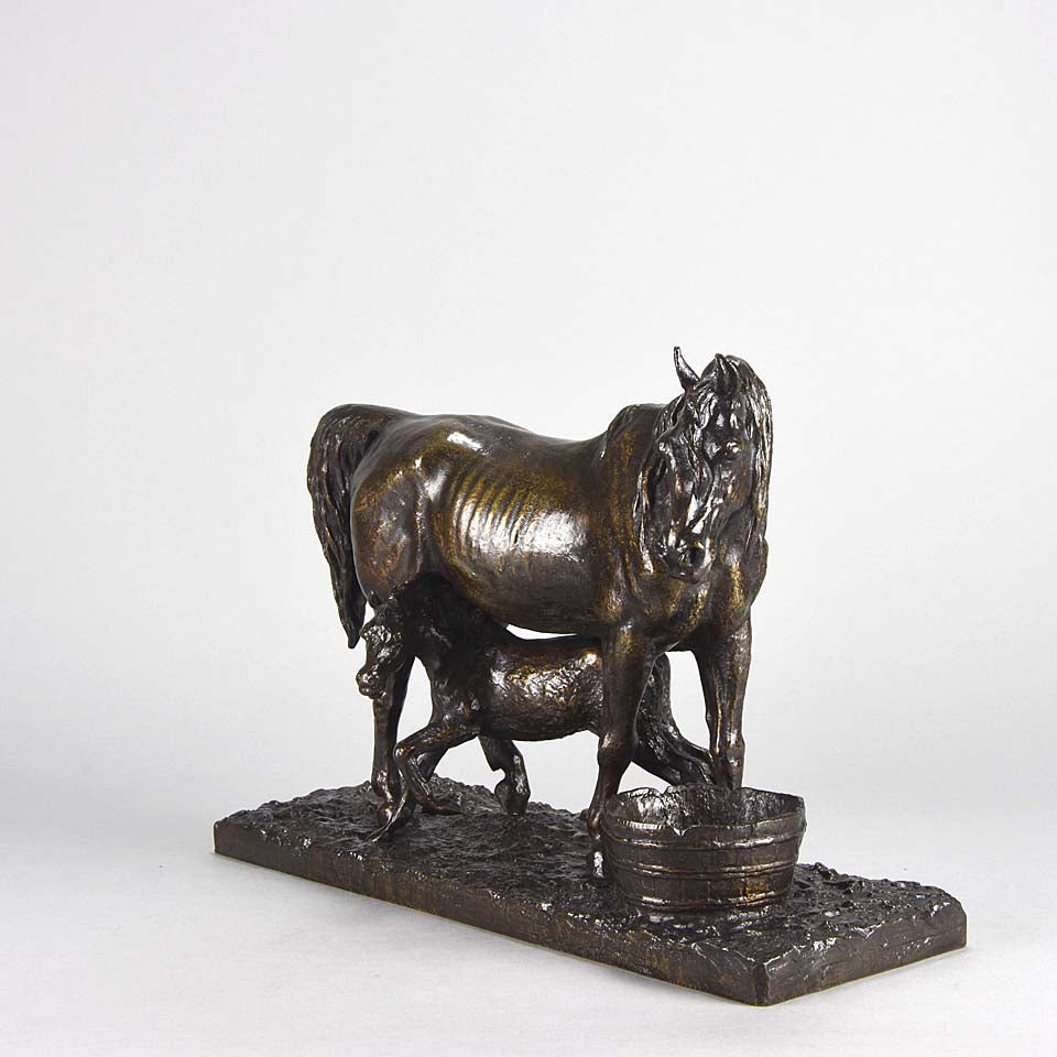 Jument et son Poulain Bronze by Christophe Fratin