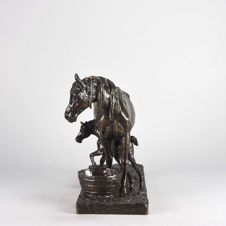Jument et son Poulain Bronze by Christophe Fratin