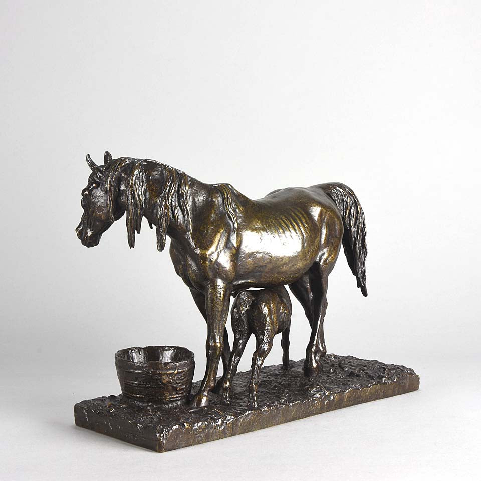 Jument et son Poulain Bronze by Christophe Fratin