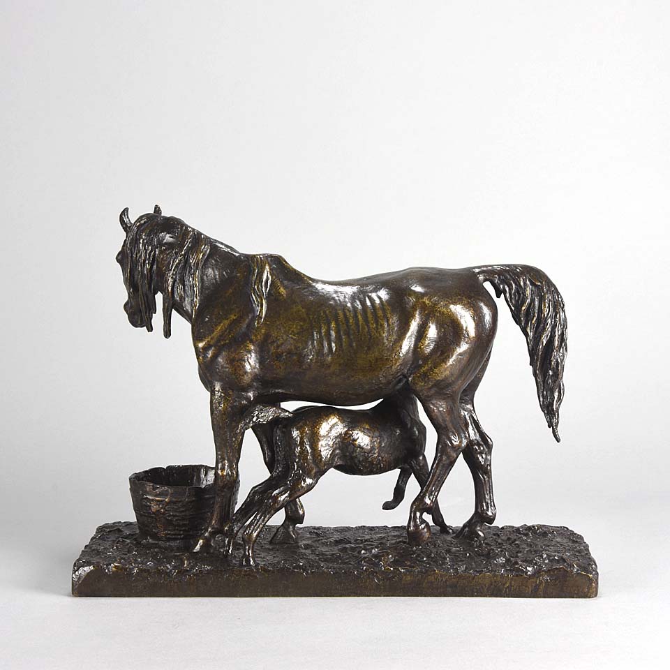 Jument et son Poulain Bronze by Christophe Fratin