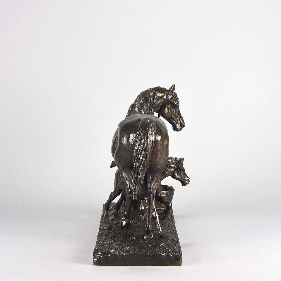 Jument et son Poulain Bronze by Christophe Fratin