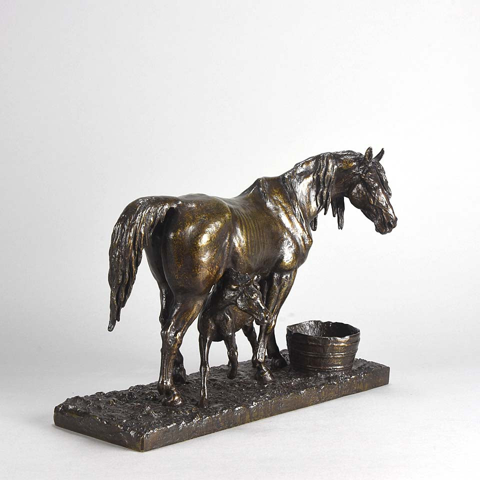 Jument et son Poulain Bronze by Christophe Fratin
