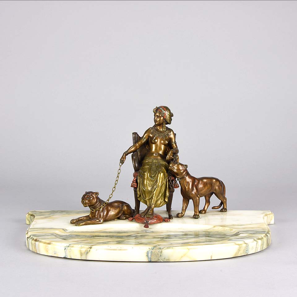 Bergman Bronze Cleopatra with Pumas - Hickmet Fine Arts