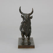 Taureau Vainqueur Antique Bronze Statue of a Bull by Jean-Baptiste Clesinger standing in a proud stance exhibiting excellent hand chased surface detail and fine rich brown patina. Raised on an integral base 