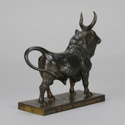 Taureau Vainqueur Antique Bronze Statue of a Bull by Jean-Baptiste Clesinger standing in a proud stance exhibiting excellent hand chased surface detail and fine rich brown patina. Raised on an integral base 
