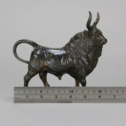 Taureau Vainqueur Antique Bronze Statue of a Bull by Jean-Baptiste Clesinger standing in a proud stance exhibiting excellent hand chased surface detail and fine rich brown patina. Raised on an integral base 