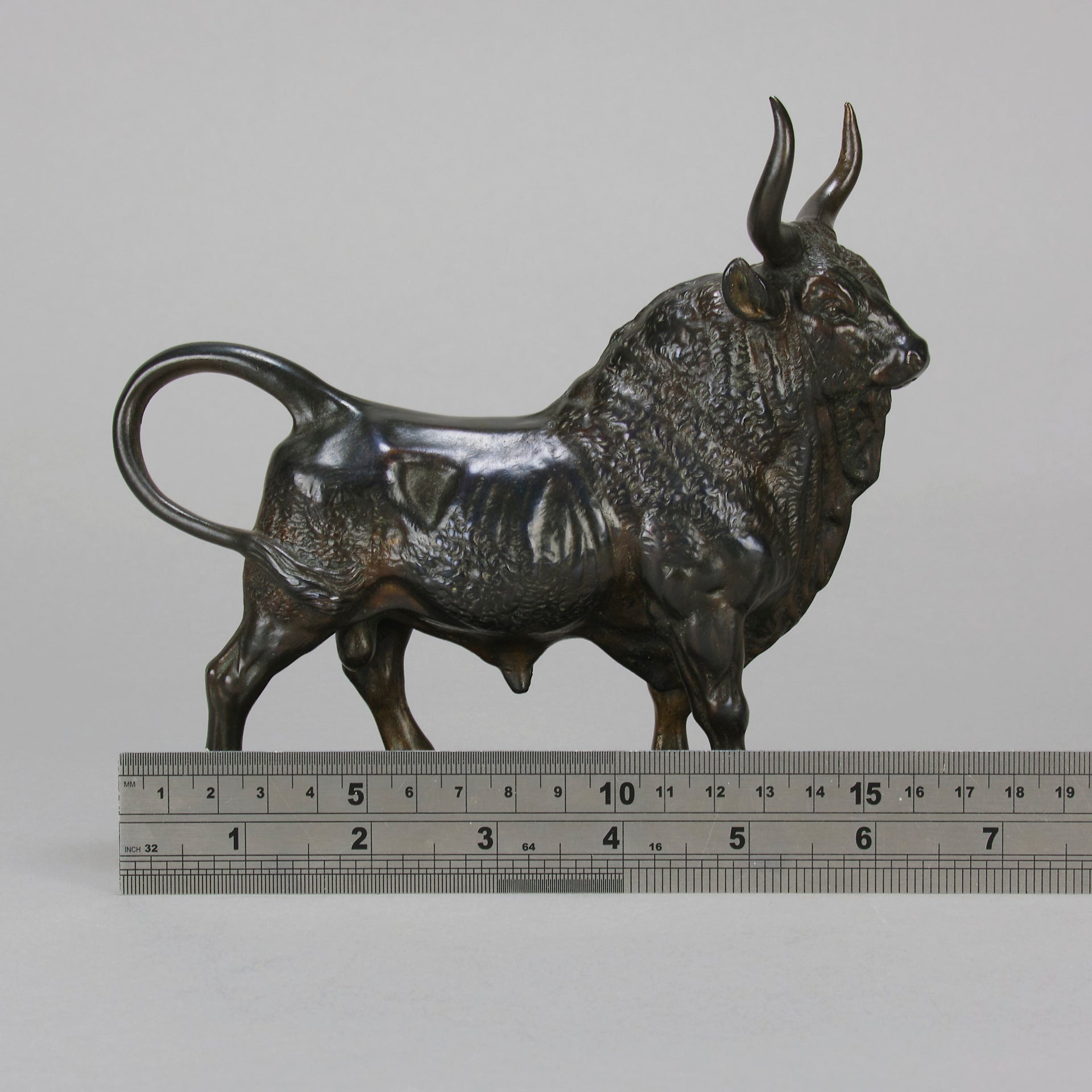 Taureau Vainqueur Antique Bronze Statue of a Bull by Jean-Baptiste Clesinger standing in a proud stance exhibiting excellent hand chased surface detail and fine rich brown patina. Raised on an integral base 