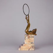 Claire Colinet Bronze - Dancer with Hoop - Hickmet Fine Arts