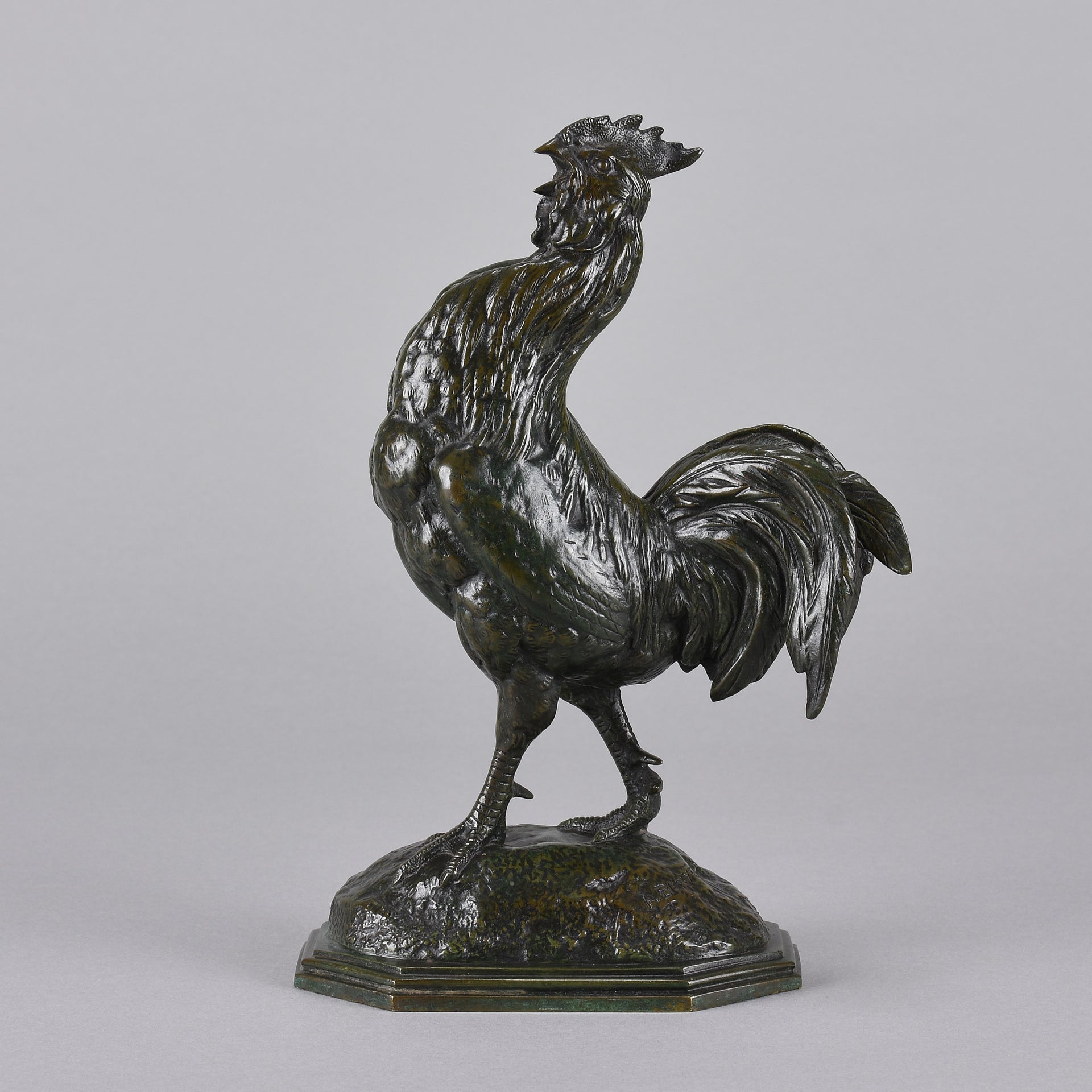 Coq Debout by Alfred Barye - Antique Bronze Cockerel - Hickmet Fine Arts