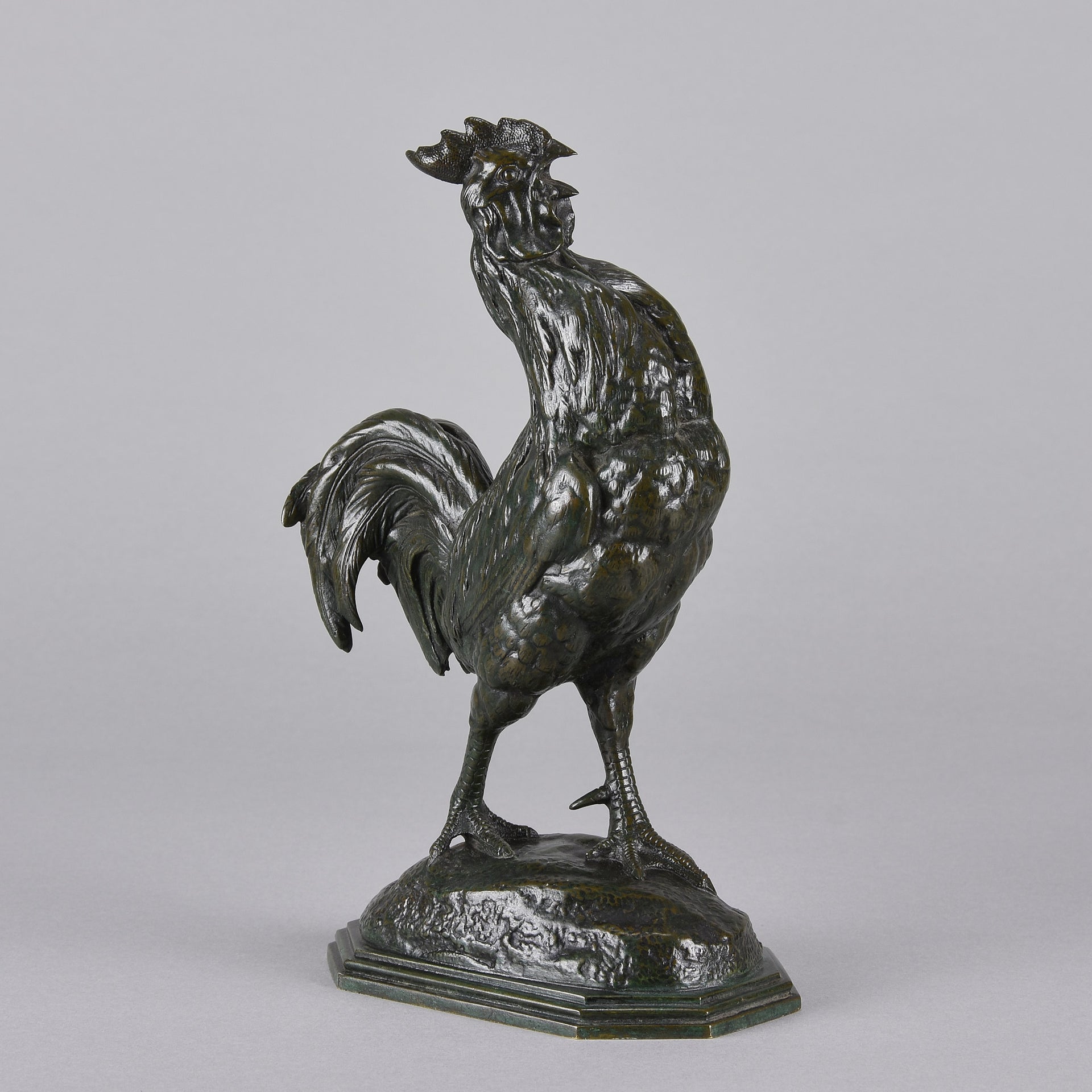 Coq Debout by Alfred Barye - Antique Bronze Cockerel - Hickmet Fine Arts