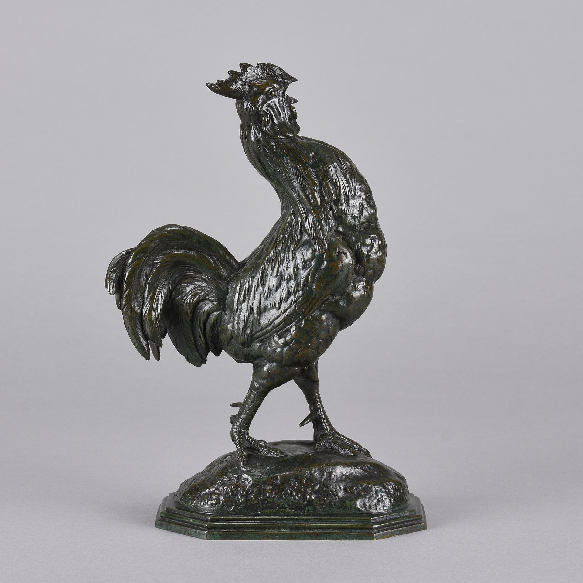 Coq Debout by Alfred Barye - Antique Bronze Cockerel - Hickmet Fine Arts