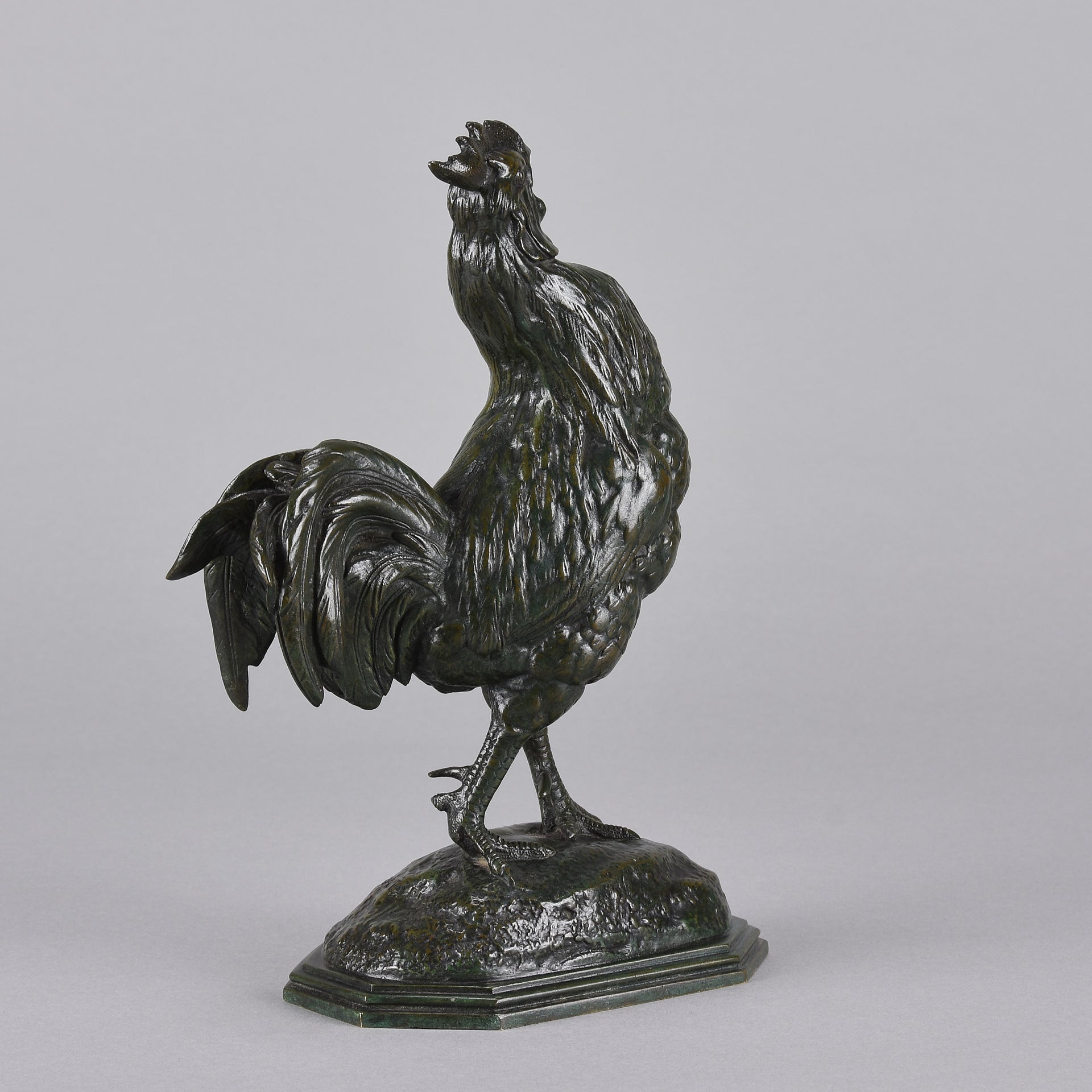 Coq Debout by Alfred Barye - Antique Bronze Cockerel - Hickmet Fine Arts