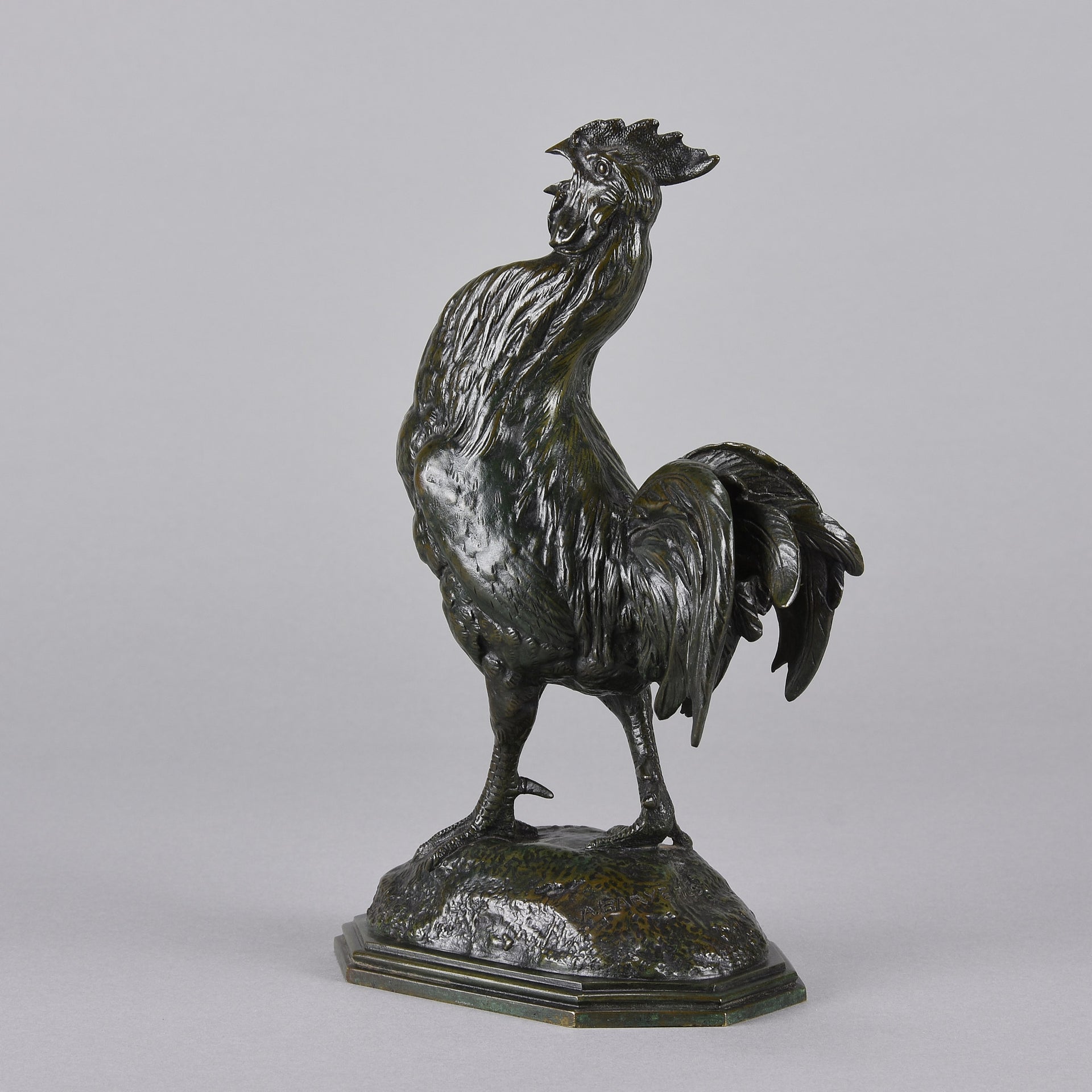 Coq Debout by Alfred Barye - Antique Bronze Cockerel - Hickmet Fine Arts